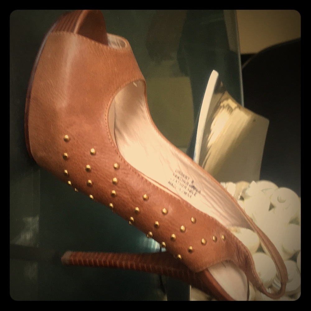 Ziginy size 8 leather sling back brown pumps